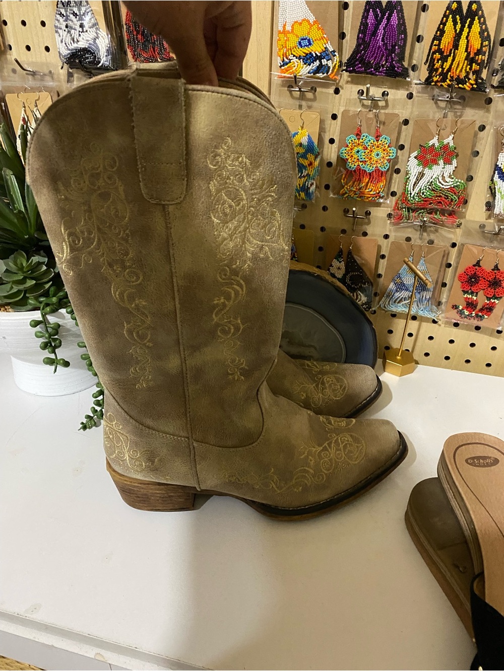 Roper Taupe Embroidered Western Heeled Boots